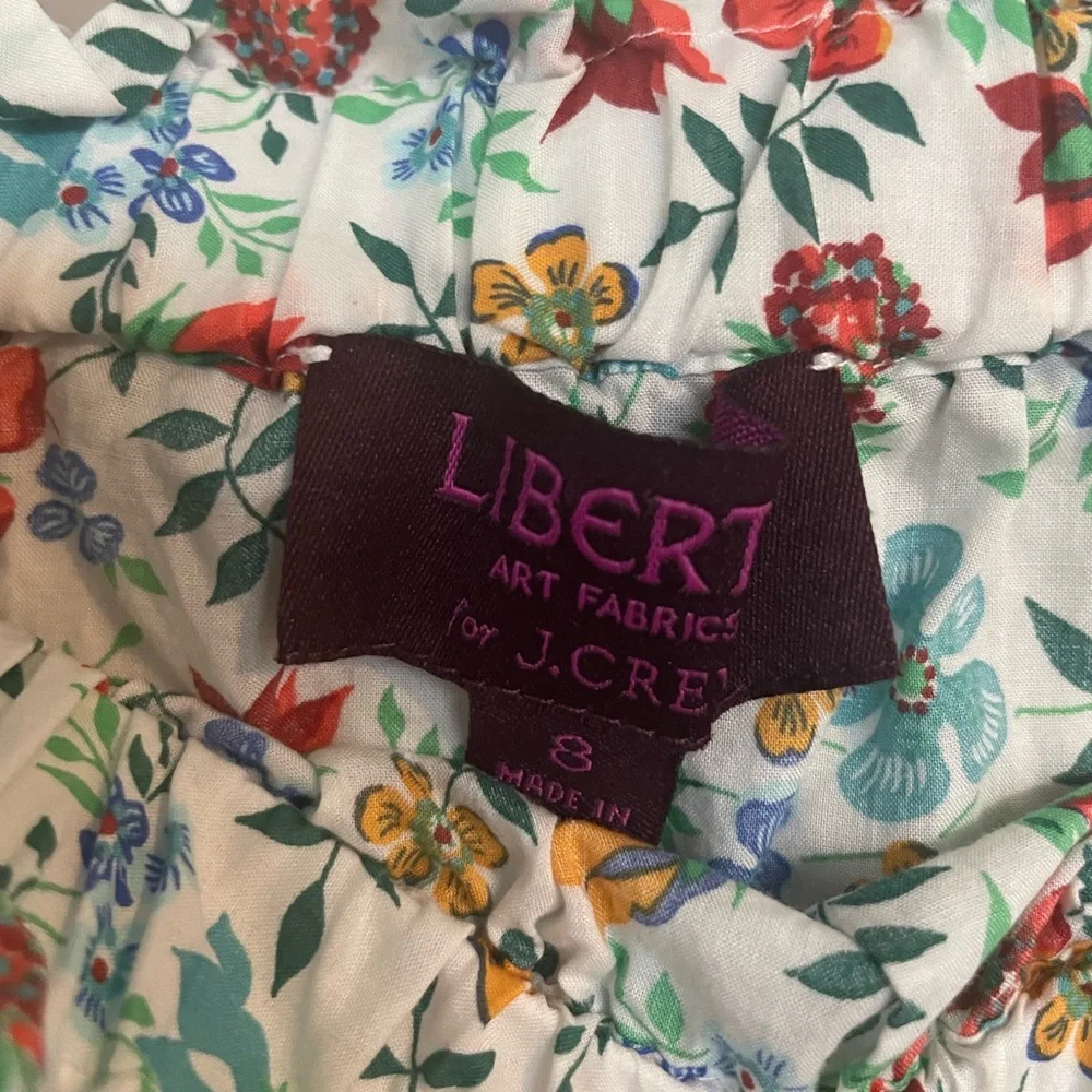 J. Crew Off-Shoulder Floral Blouse in Light Blue with Multi-Color Print